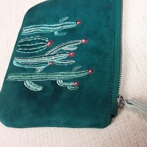 Cactus Boho Vegan leather clutch wallet bag NWOT